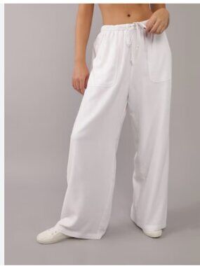 AE white linen wide leg pants XL